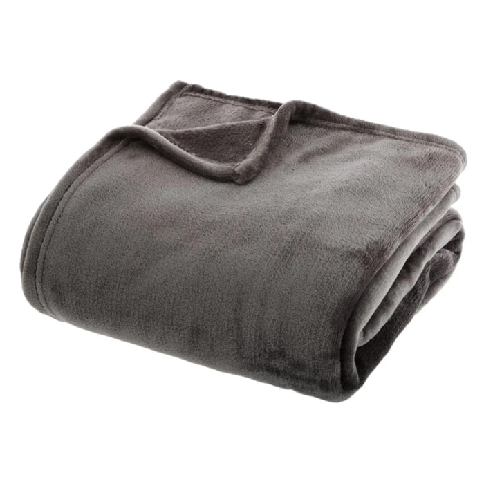 Plaid flanelle gris ardoise 130x180cm