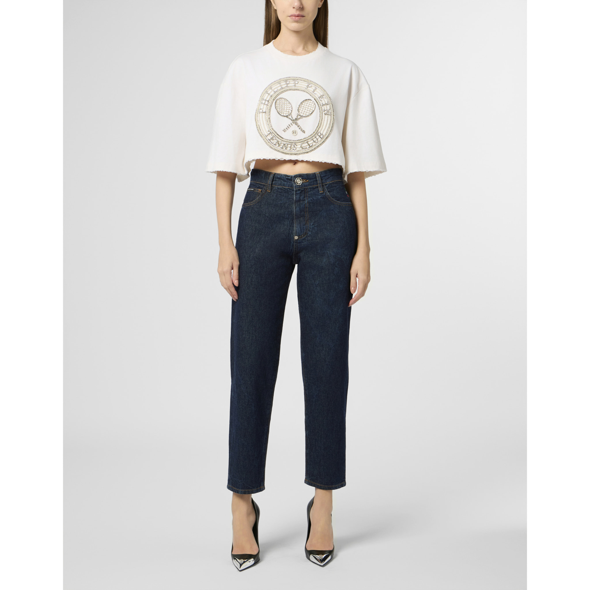 PHILIPP PLEIN Cropped T-Shirt Tennis Club