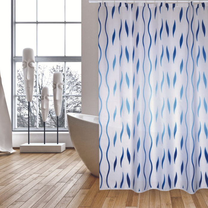 Rideau de douche Polyester SEVENTIES 180x200cm - QUALITE PREMIUM Bleu MSV