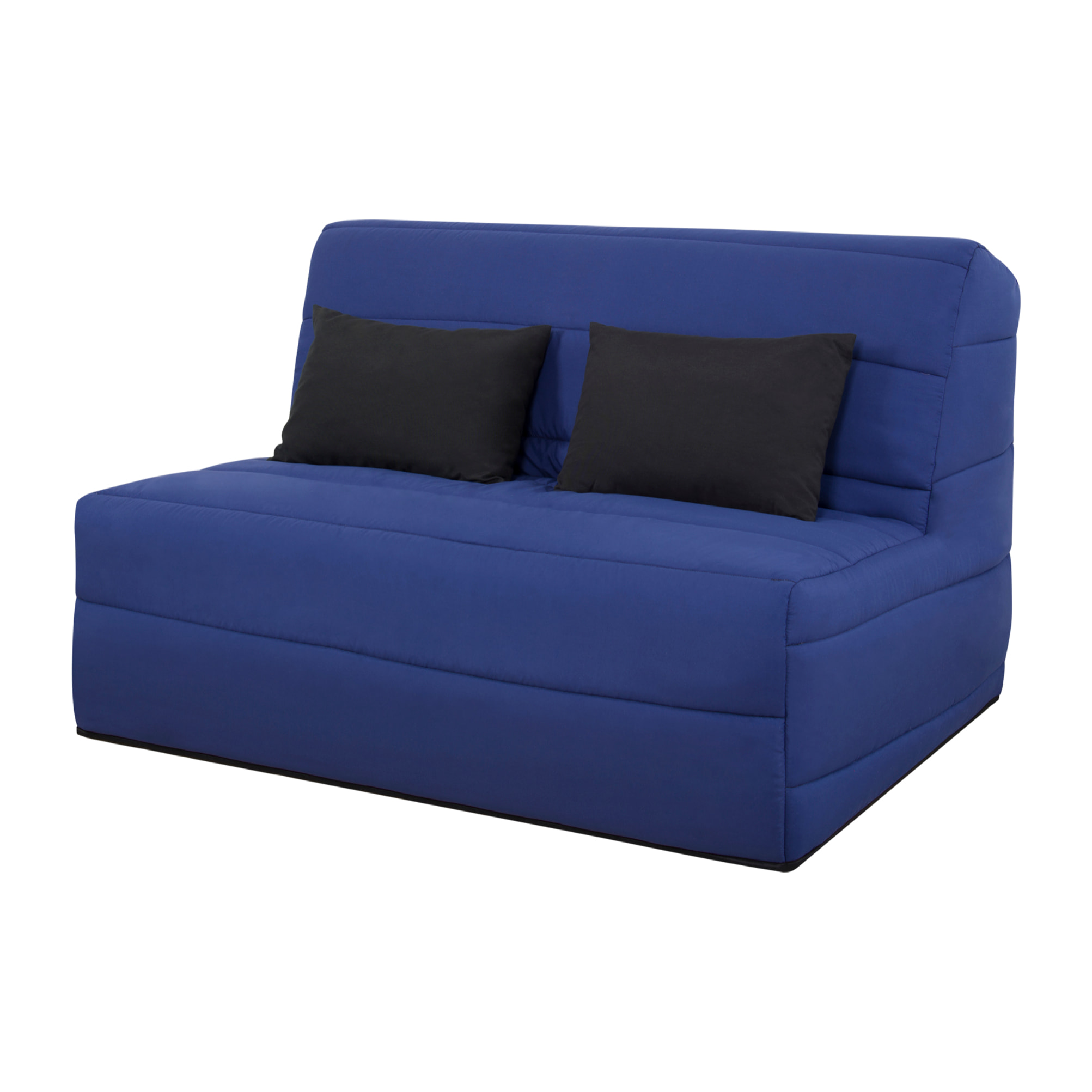 Banquette convertible Salma, matelas Simmons, 140 x 190 cm, 2 coussins offerts, marine