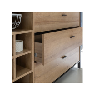 Buffet avec rangement en bois effet chêne - MIAMI