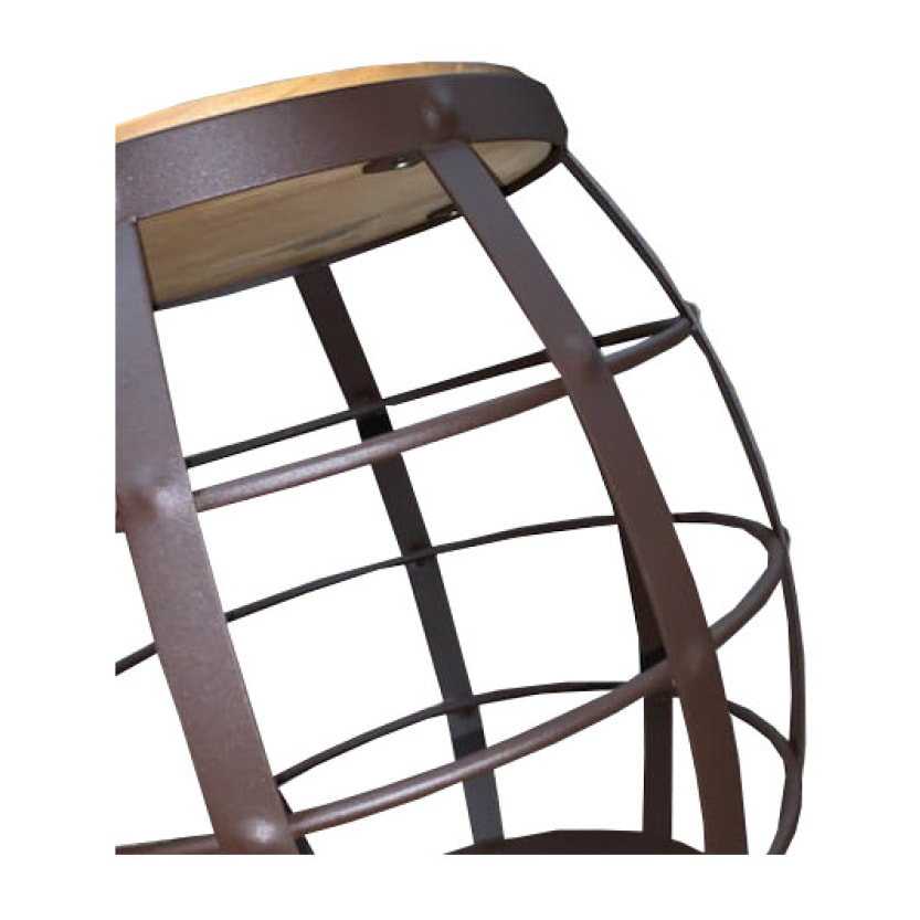 Tabouret rond en pin et métal - NORDIK