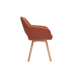 Chaises en tissu effet velours texturé terre brûlée et bois clair (lot de 2) LAURETTE