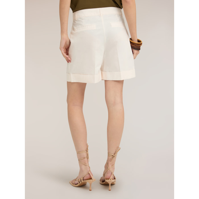 Motivi - Shorts de talle alto en algodón - Blanco