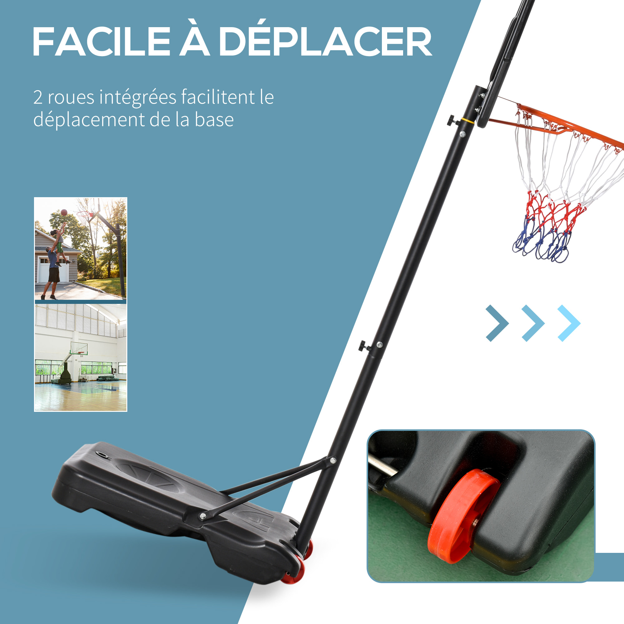 Canasta de Baloncesto Ajustable de 160-210 cm con Soporte Acero Base Rellenable