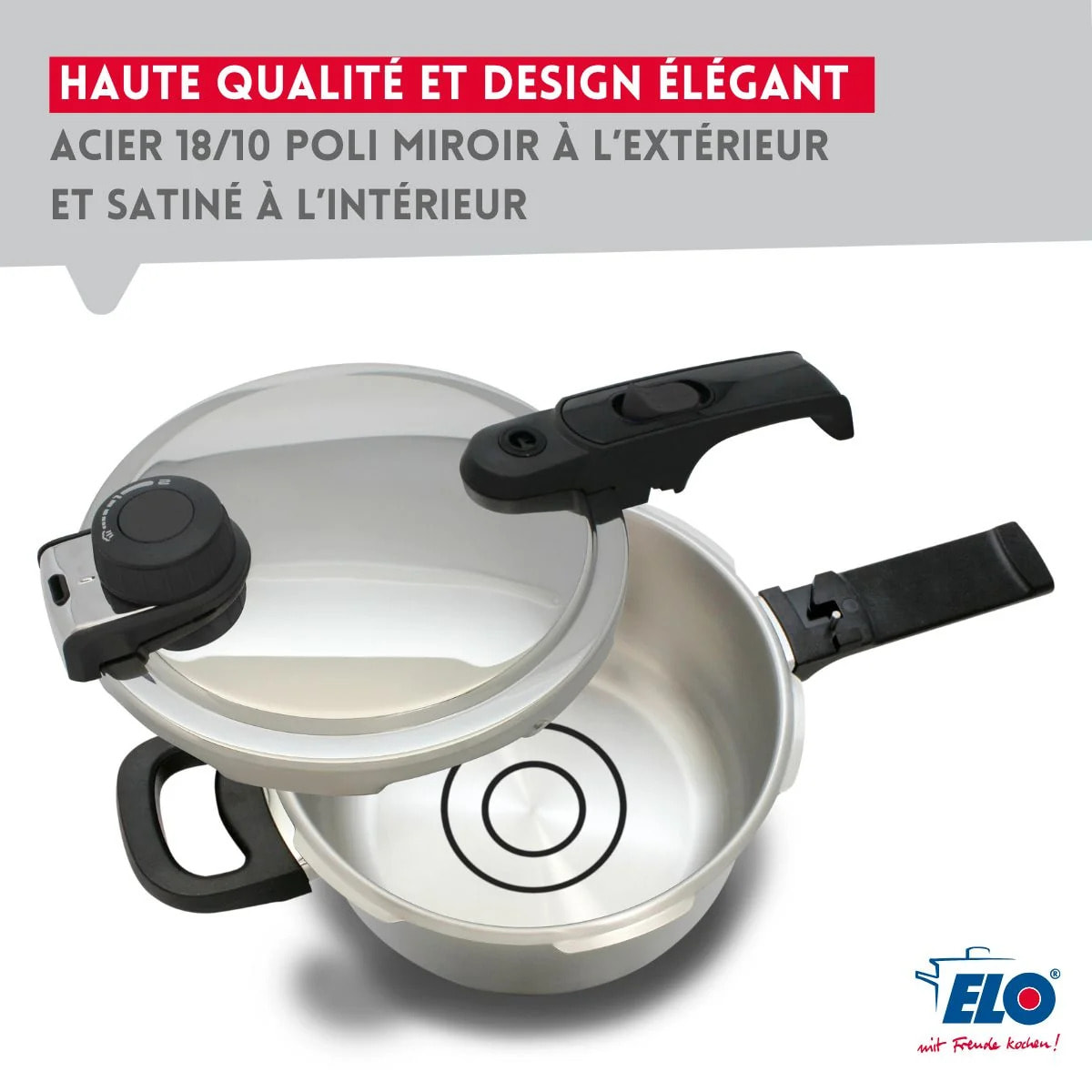 Autocuiseur vapeur en acier inoxydable 18/10 22 cm 4,5 litres Elo Mistral Premium