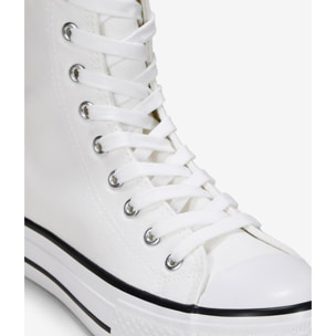 Zapatillas de tela altas blancas con cordones