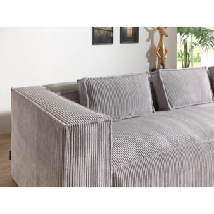 Stella - canapé d'angle droit en velours côtelé - 4 places -style contemporain - Gris clair