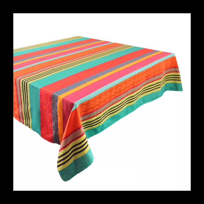 Nappe pur coton enduit motif jacquard multicolore Mille arizona pampa