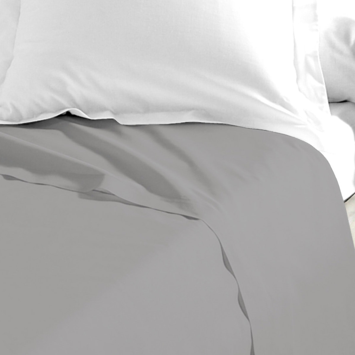 Drap Plat 180x290cm 100%coton 57fils Gris Clair