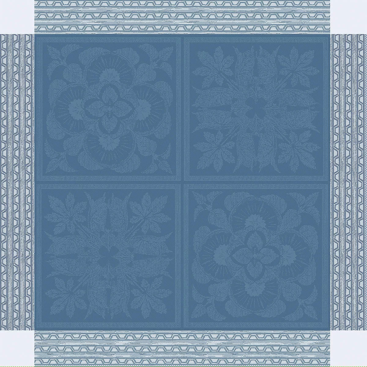 Serviette pur lin motif jacquard bleu Harmonie bleu