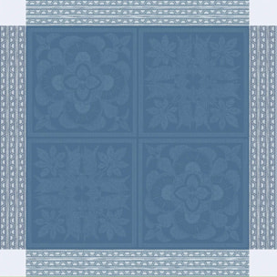 Serviette pur lin motif jacquard bleu Harmonie bleu
