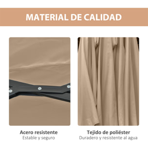 Sombrilla Doble de Jardín con 48 Luces LED Solar 450x265x240 cm Parasol Grande de Exterior con Manivela Protección Solar para Terraza Balcón Piscina Caqui