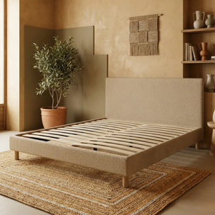 Lit Colisée avec tête de lit| Robuste et confortable | Montage simple rapide | Bouclette | Camel