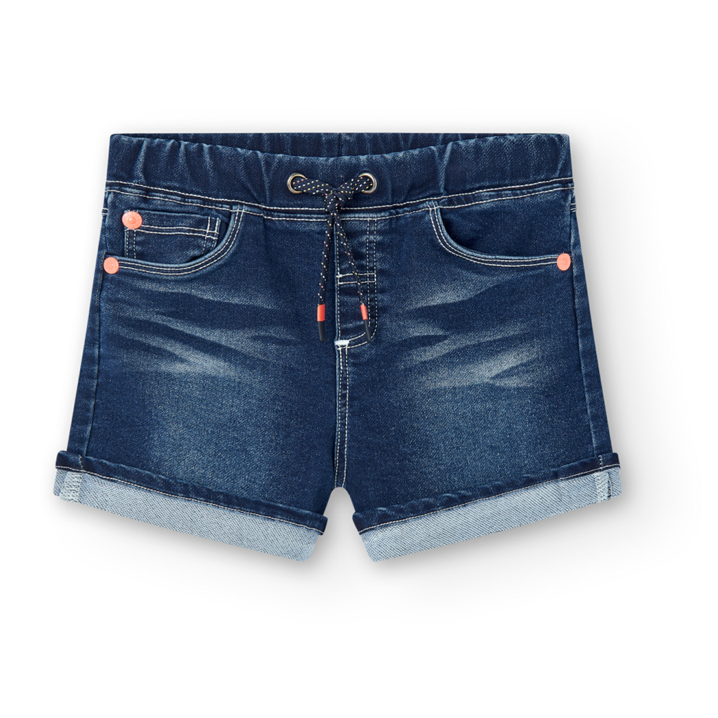 Bermudas para niÃ±o en algodÃ³n liso de color azul, Camiseta