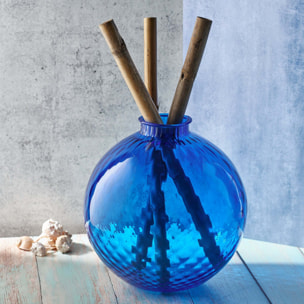 Vaso artigianale SFERA BEVANDA in vetro di Murano blu 25 cm