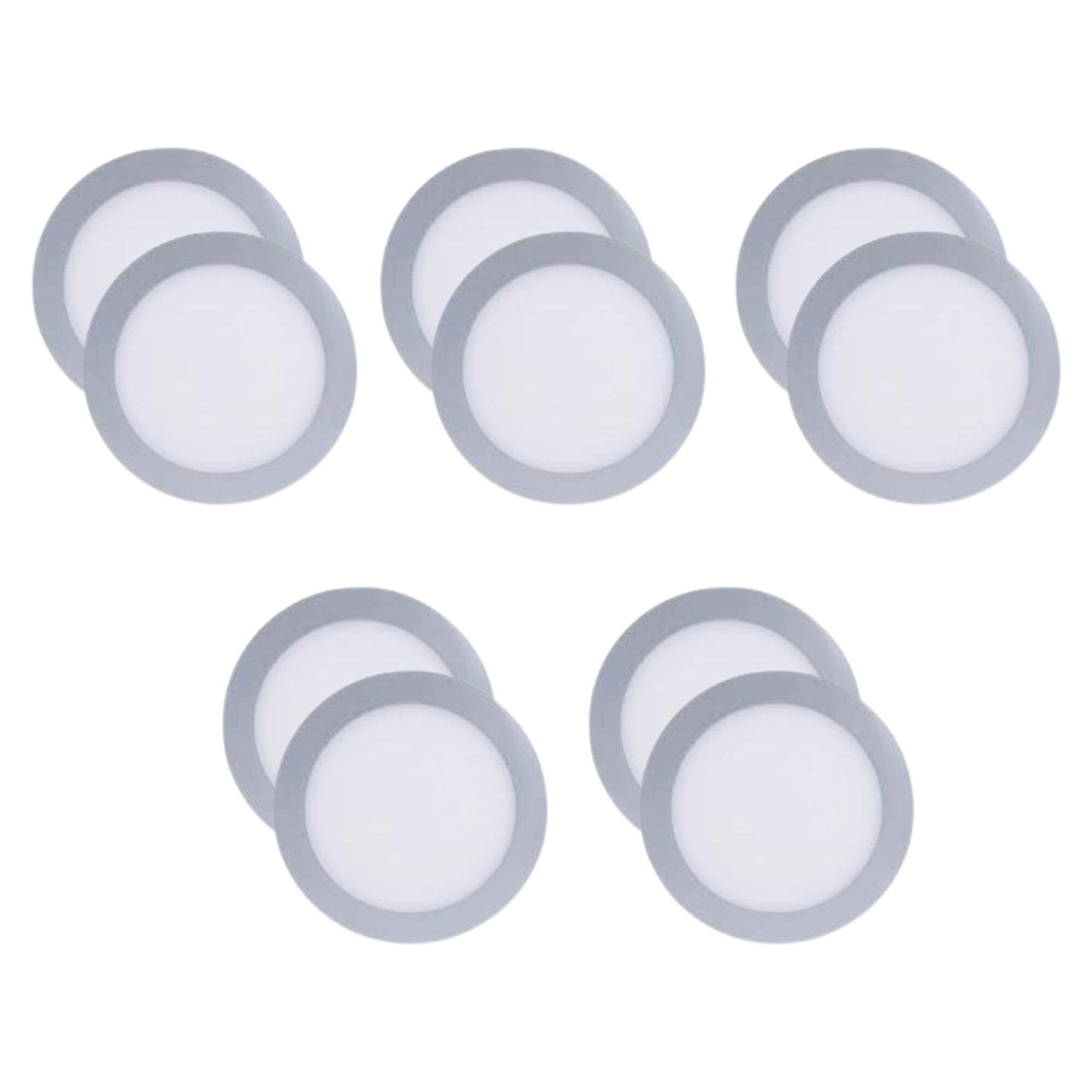 FORLIGHT Easy Circular - 10 Downlights con LED integrado 6000K para iluminar hacia abajo ON/OFF ø22,5cm Color Gris