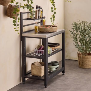 Module de cuisine extérieure acier 2 étagères L80cm GRIMAUD