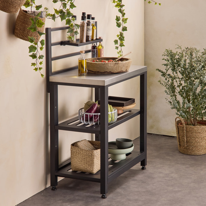 Module de cuisine extérieure acier 2 étagères L80cm GRIMAUD