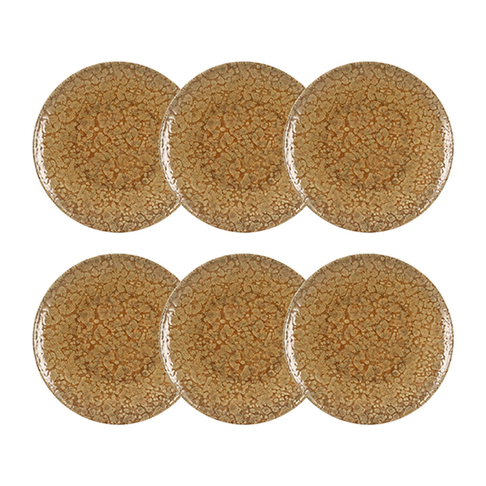 Lot de 6 assiettes plates 26cm en grès jaune  NATURA