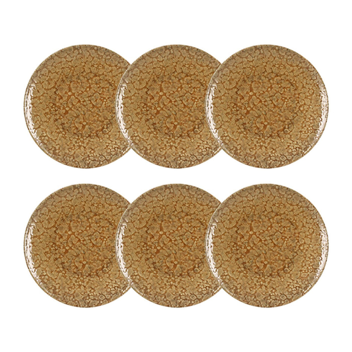 Lot de 6 assiettes plates 26cm en grès jaune  NATURA