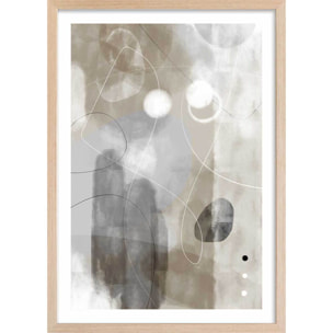 Affiche abstrait et soft line n°3 Affiche + cadre en bois - Chêne