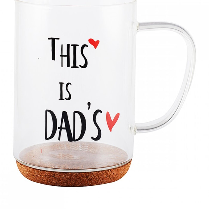 Mug en verre fond liege inscription dad