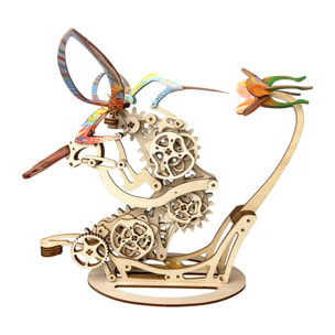 Maqueta de Madera 3D, diseño de Colibrí mecánico dinámico de colores A. 200 piezas.