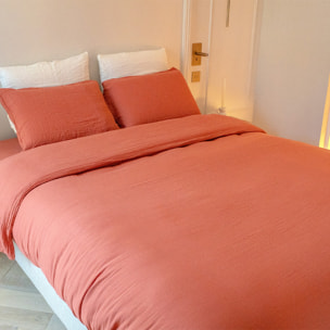 Housse de couette gaze de coton Terracota - LOUISE