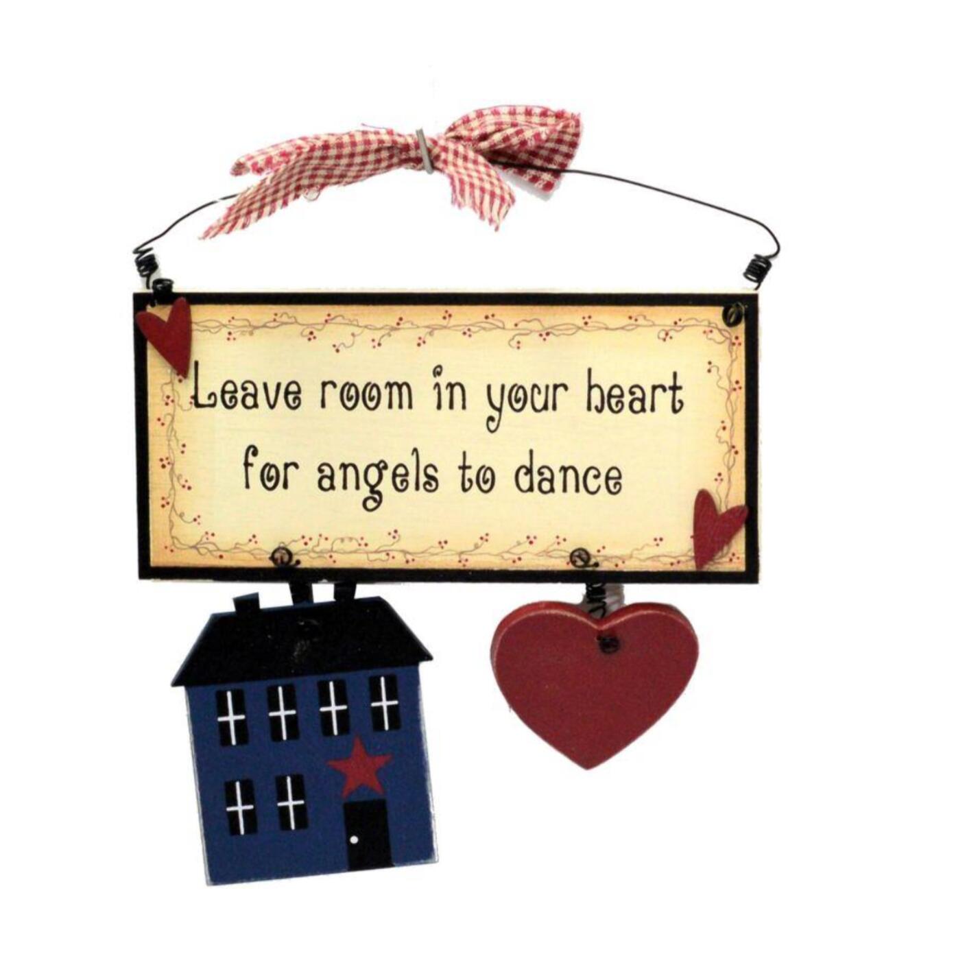 Targhetta in legno con casa e cuore con scritte cm17x16x0,8