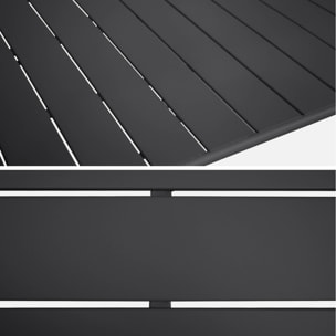Table de jardin pliante métal 6 places. anthracite. Amelia. 140x80cm. traitement antirouille. lattes et bords arrondis