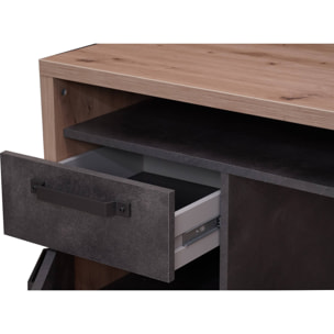 Scrivania in stile industriale per ufficio e studio, 110 x 60 x 76, Rovere