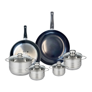 Ensemble de 2 Poêles de cuisson 28 et 32 cm et 4 faitouts 12, 14, 16 et 20 cm Elo Prima Brillant