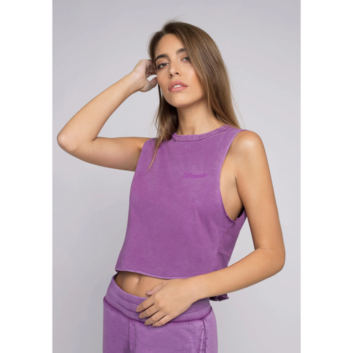 Top Sin Mangas Crop Top en Negro D.Franklin