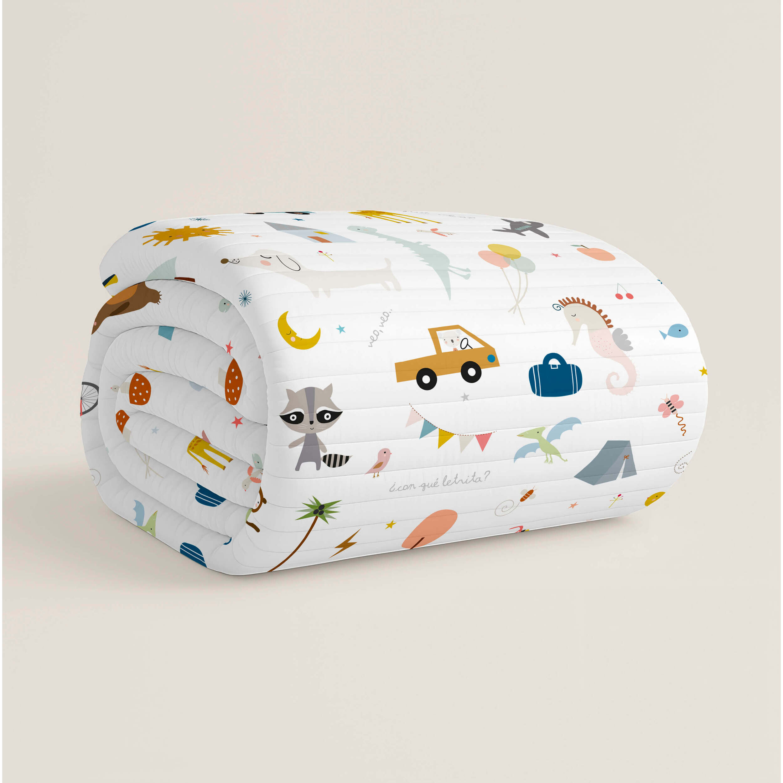 Colcha Bouti Estampada - Reversible - Infantil - 100% Algodón - 70 gr/m² - Veo Veo