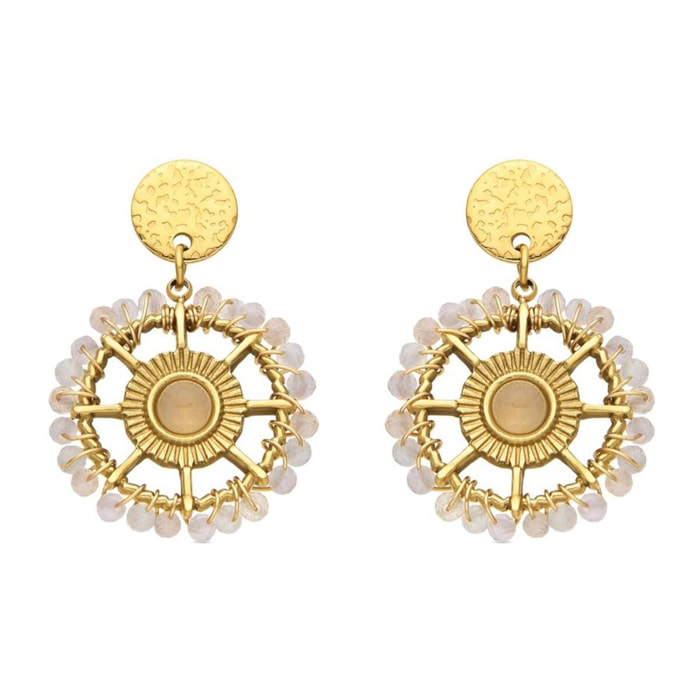 Pendientes con Circonita Brillante acabado oro 18k