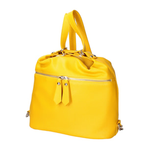 Borsa a spalla convertibile in zaino Bianca da donna In Vera pelle Made in Italy 30x26x9 cm