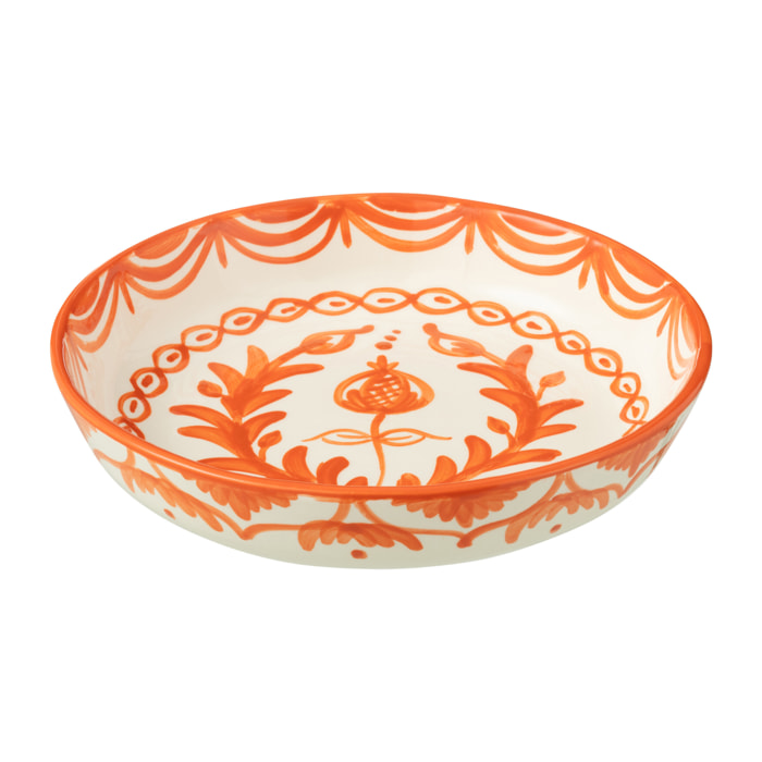 J-Line plat Granada Low - céramique - blanc/orange - large - Ø 25 cm