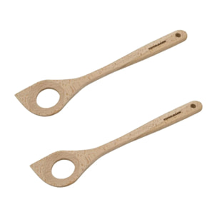 Ensemble de 2 Cuillères de cuisine à risotto en bois FSC Fackelmann