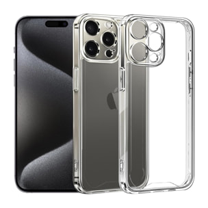 DAM Custodia Anti-Shock Armor Trasparente con Bordi Rinforzati e Protezione Fotocamera per iPhone 15 Pro 7,34x1,11x14,94 Cm. Colore trasparente