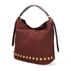 Borsa a spalla da donna Made in Italy - Modello Seraphina Plus - Pelle scamosciata - 31.0 x 31.0 x 15.0 cm