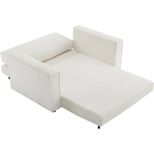 Canapé droit convertible en velours côtelé "Grenelle" - 2 places - Beige
