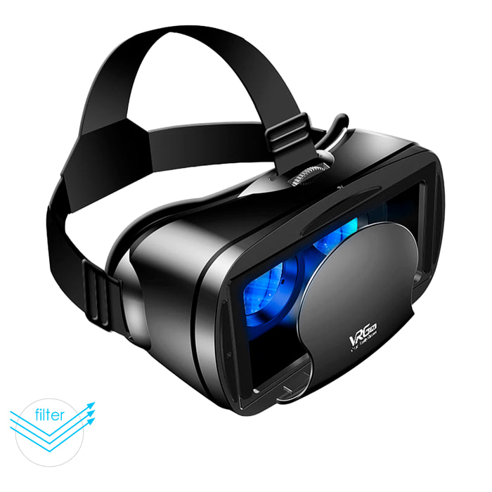 Occhiali per realtà virtuale PRO Blu-ray. Protezione dalla luce blu, visione panoramica 360º. Compatibili con IOS, Android, HarmonyOS.