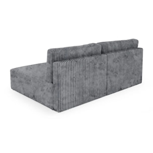 ELIOR - Canapé d'angle convertible et modulable 4 places en côtelé gris
