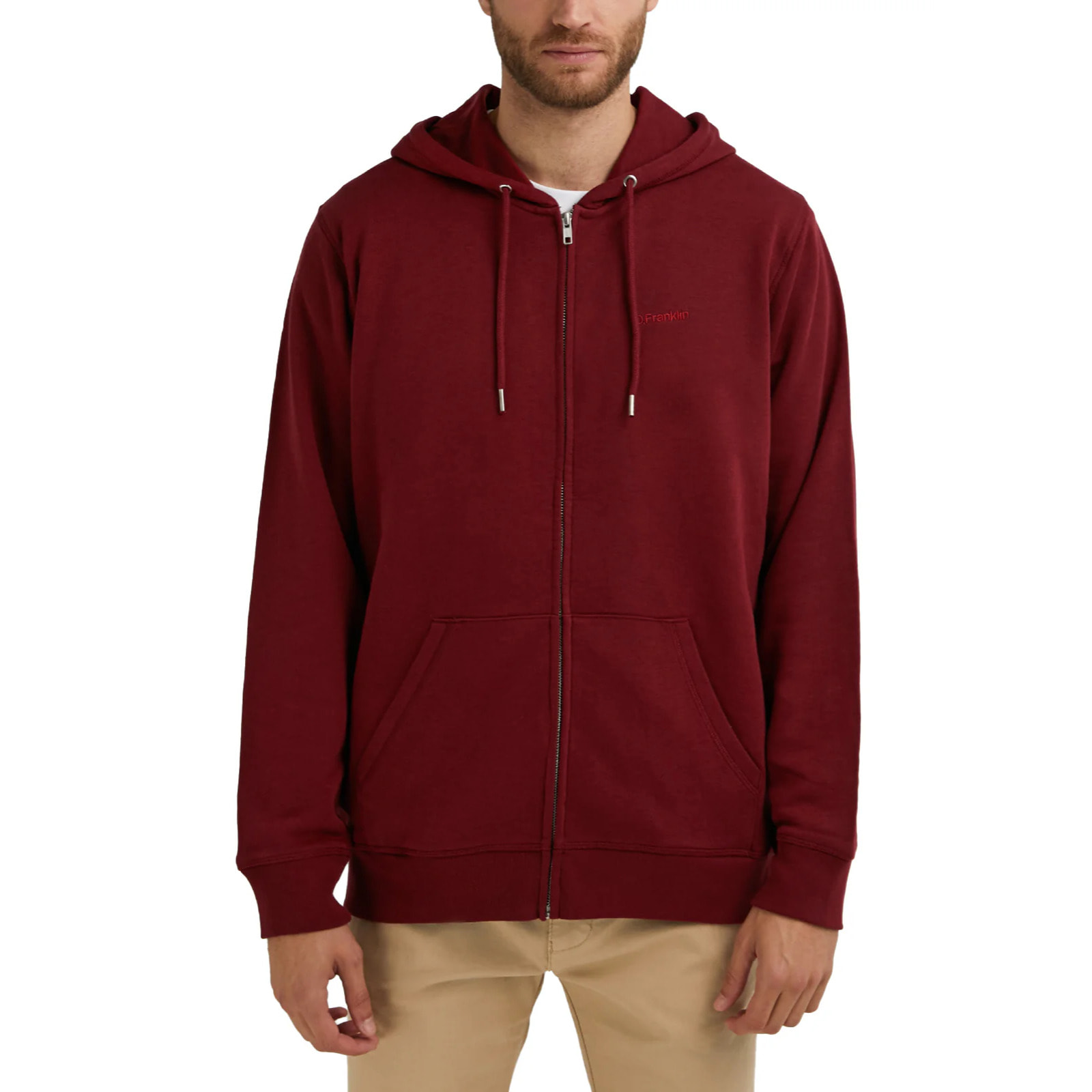 Sudadera con Cremallera Embroidery  Logo Zip Hoodie en Rojo D.Franklin