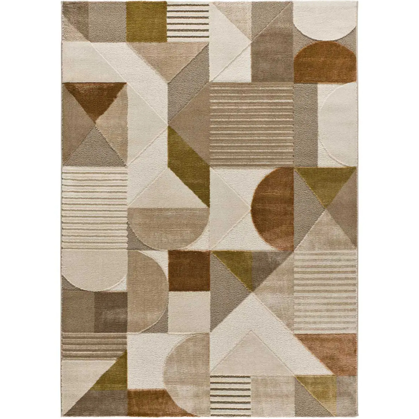 MELFI Alfombra geométrica con relieve en tonos cobrizos, varias medidas disponibles