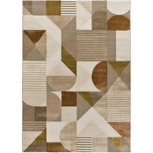MELFI Alfombra geométrica con relieve en tonos cobrizos, varias medidas disponibles