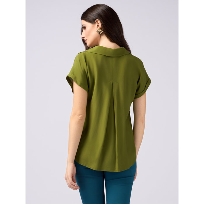 Oltre - Camisa de viscosa - Verde