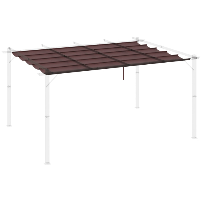 Cubierta para Pérgola Retráctil 3,5x2,5 m Toldo con 10 Orificios de Drenaje Café