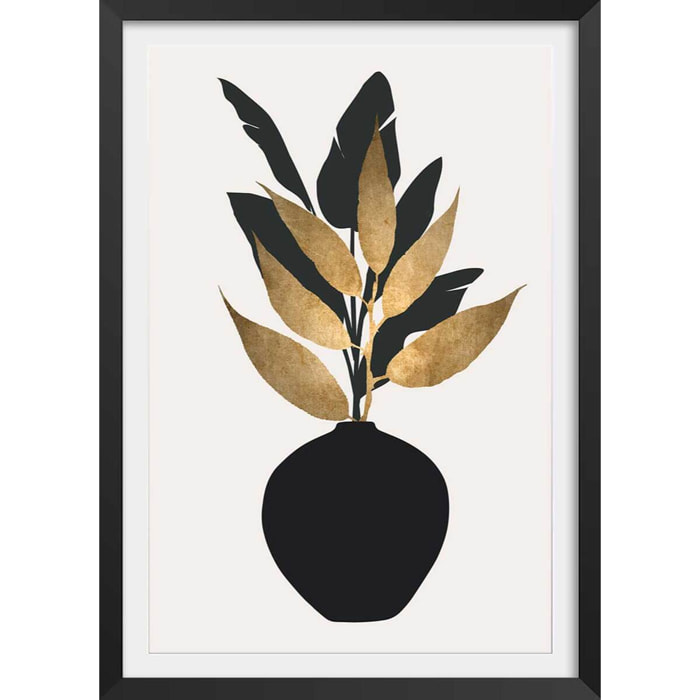 Poster fleurs séchées Affiche + cadre en bois - Noir